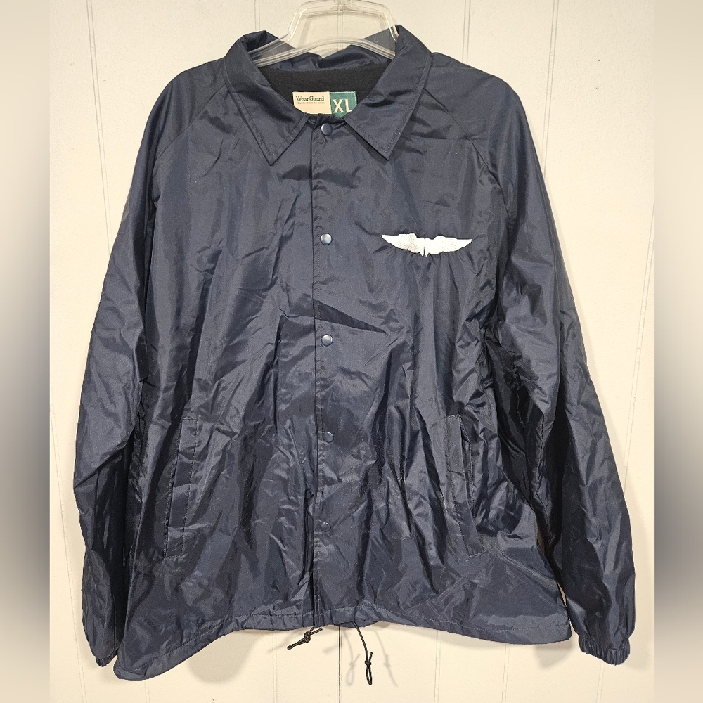 Vtg Wear Guard Nylon Windbreaker Jacket XL Cotton Lined Snap Embroidered Wings